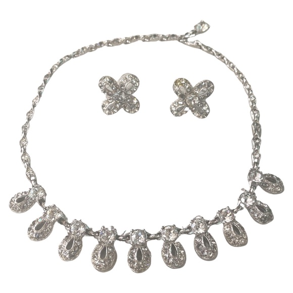 Vintage Bogoff Art Deco Style Necklace and Secure Screw In Clip Earrings Set - Picture 1 of 4
